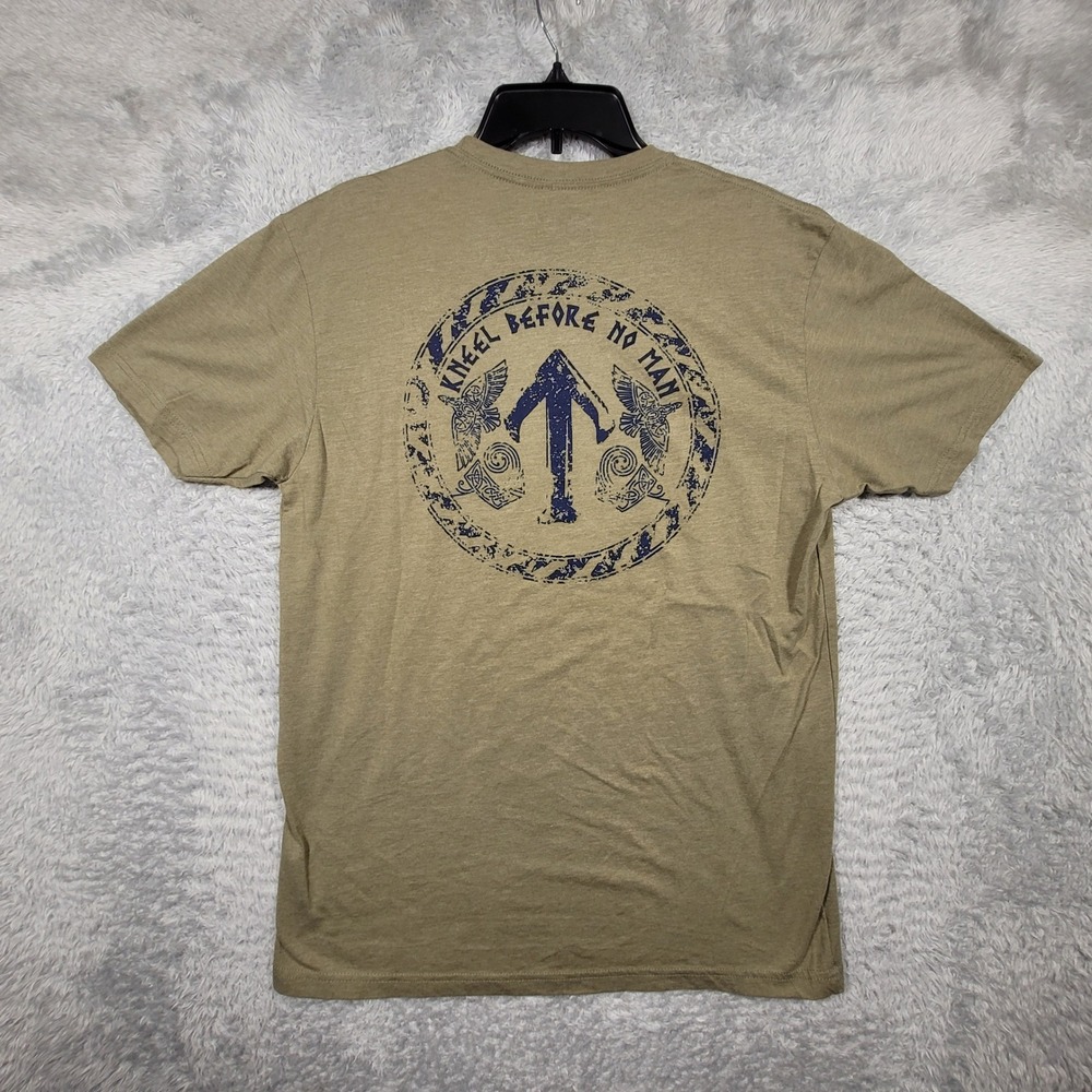 BC‎ Large T-Shirt Olive Green Skull Graphic Kneel Before No Man Tee